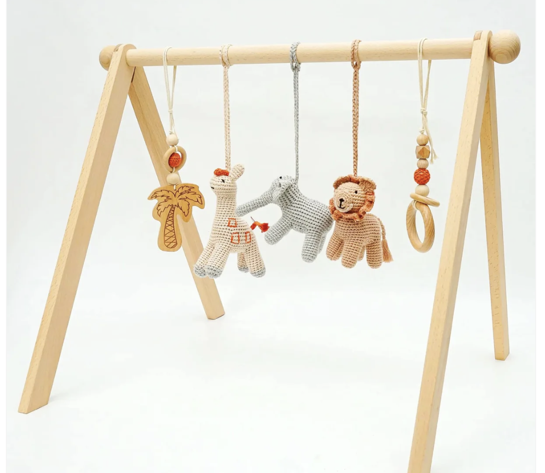 Wooden 'crochet animal' play gym